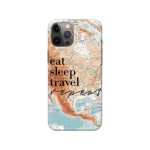 Eat Sleep Travel Repeat Map  Slim Hard Phone Case